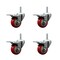 Service Caster 3 Inch Red Polyurethane Swivel 58 Inch Threaded Stem Caster Set with Total Lock Brake SCC-TSTTL20S314-PPUB-RED-58212-4 - alternate 1